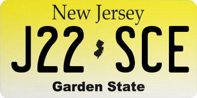 NJ license plate J22SCE