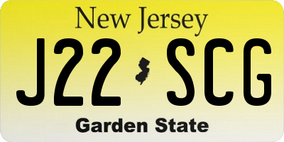 NJ license plate J22SCG
