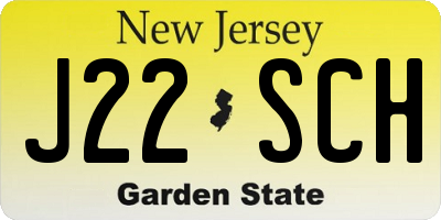 NJ license plate J22SCH