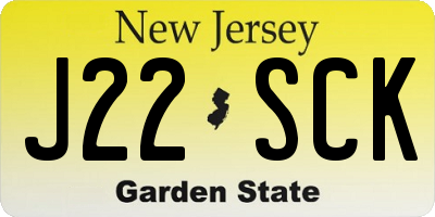 NJ license plate J22SCK