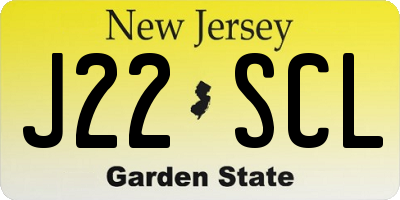 NJ license plate J22SCL