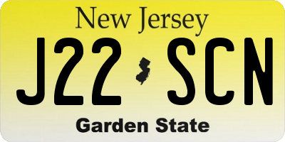 NJ license plate J22SCN