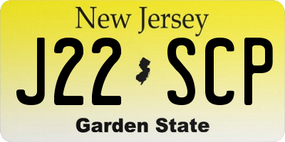 NJ license plate J22SCP