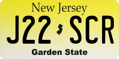 NJ license plate J22SCR