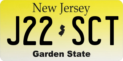 NJ license plate J22SCT