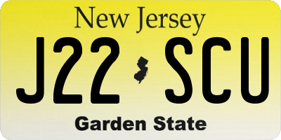 NJ license plate J22SCU