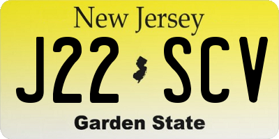 NJ license plate J22SCV