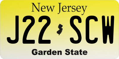 NJ license plate J22SCW