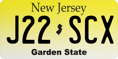 NJ license plate J22SCX