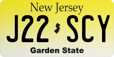 NJ license plate J22SCY