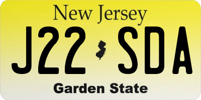 NJ license plate J22SDA