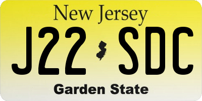 NJ license plate J22SDC