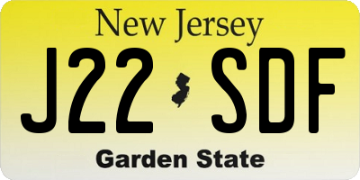 NJ license plate J22SDF