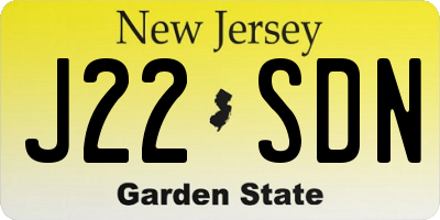 NJ license plate J22SDN