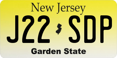 NJ license plate J22SDP