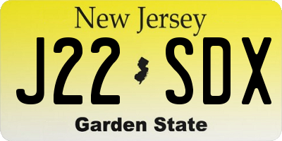 NJ license plate J22SDX