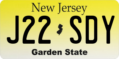NJ license plate J22SDY