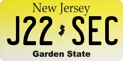 NJ license plate J22SEC