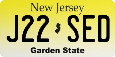 NJ license plate J22SED