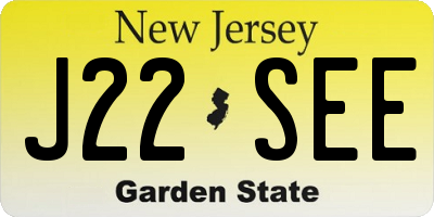NJ license plate J22SEE