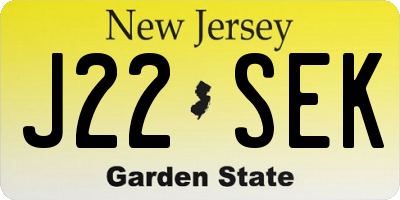NJ license plate J22SEK