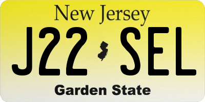 NJ license plate J22SEL