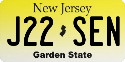 NJ license plate J22SEN