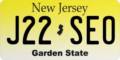 NJ license plate J22SEO