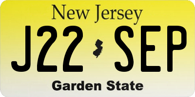 NJ license plate J22SEP