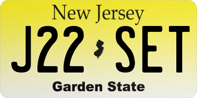 NJ license plate J22SET