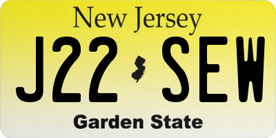 NJ license plate J22SEW