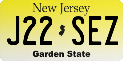 NJ license plate J22SEZ