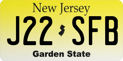 NJ license plate J22SFB