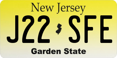 NJ license plate J22SFE