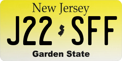 NJ license plate J22SFF