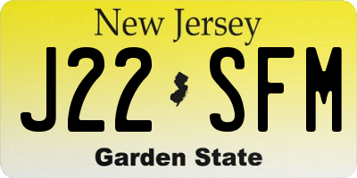 NJ license plate J22SFM