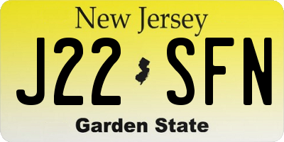 NJ license plate J22SFN