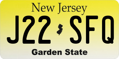 NJ license plate J22SFQ