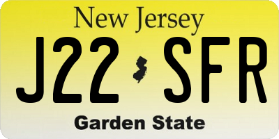 NJ license plate J22SFR