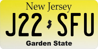 NJ license plate J22SFU