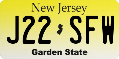 NJ license plate J22SFW
