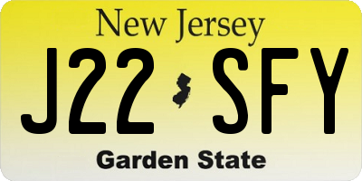 NJ license plate J22SFY