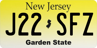 NJ license plate J22SFZ