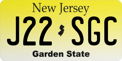 NJ license plate J22SGC