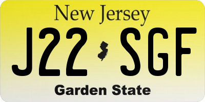 NJ license plate J22SGF