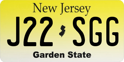NJ license plate J22SGG