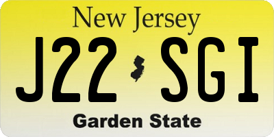 NJ license plate J22SGI