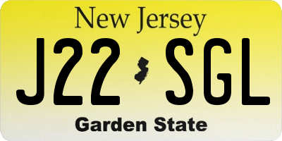 NJ license plate J22SGL