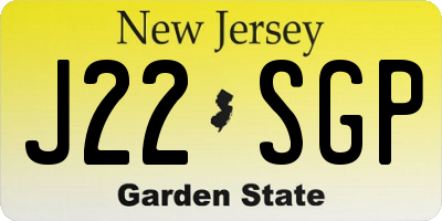 NJ license plate J22SGP
