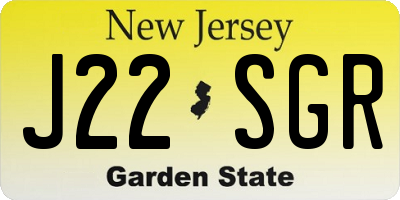 NJ license plate J22SGR